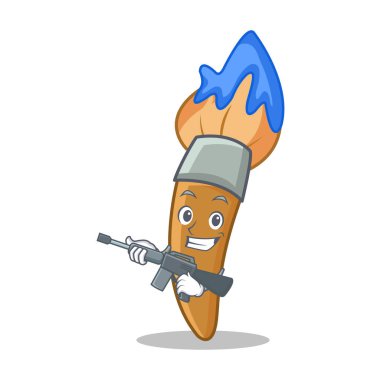 Ordu boya fırça karakter karikatür