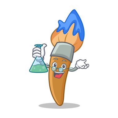 Profesör boya fırça karakter karikatür