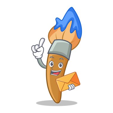 Zarf boya fırça karakter karikatür ile