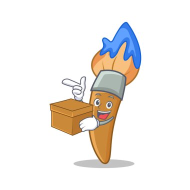 kutu boya fırça karakter karikatür ile