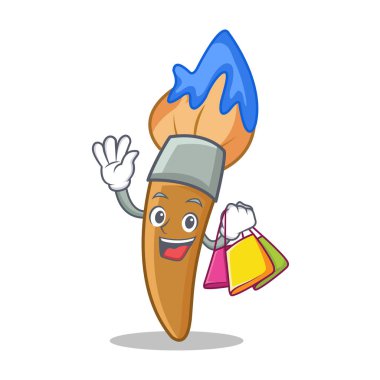 Alışveriş boya fırça karakter karikatür