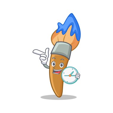 Saat boya fırça karakter karikatür ile