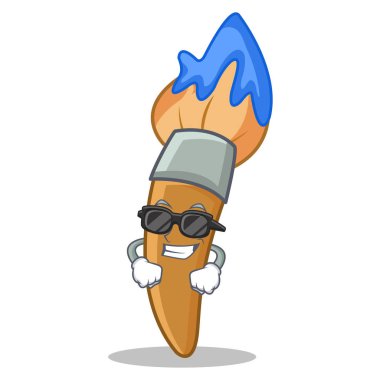 Süper cool boya fırça karakter karikatür