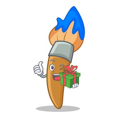 Hediye boya fırça karakter karikatür ile