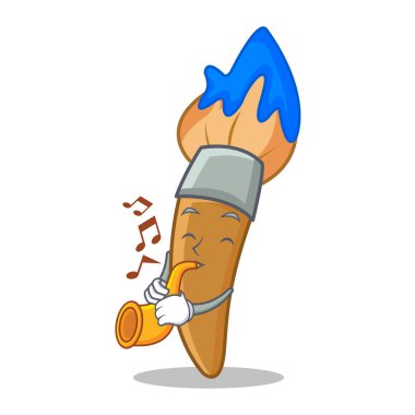 Trompet boya fırça karakter karikatür ile
