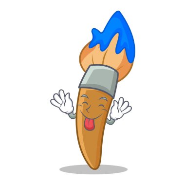 Boya fırça karakter karikatür dil