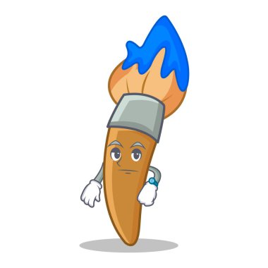 Boya fırça karakter karikatür bekliyor