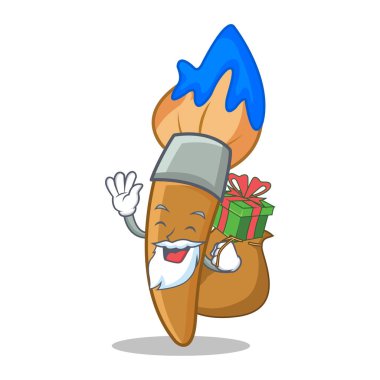 Noel Baba hediye boya fırça karakter karikatür ile