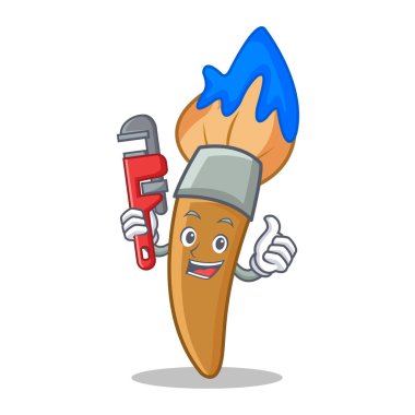 Tesisatçı boya fırça karakter karikatür