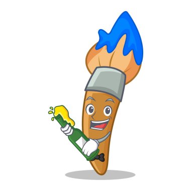 Bira boya fırça karakter karikatür ile