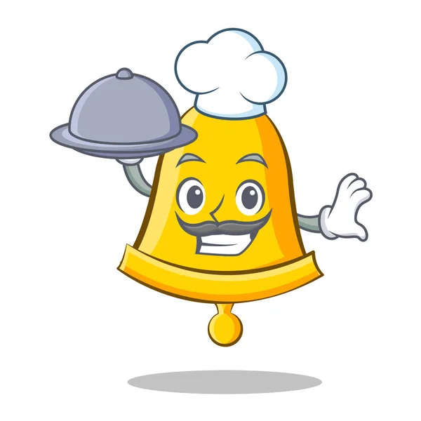 Koch mit Essen Schule Glocke Charakter Cartoon — Stockvektor