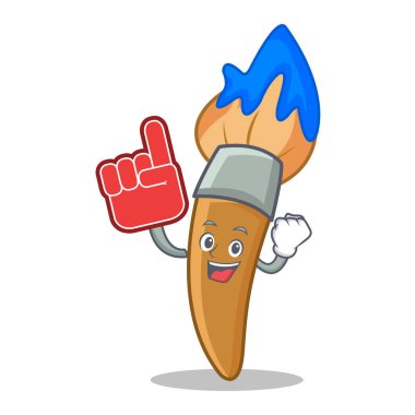 Köpük parmak boya fırça karakter karikatür