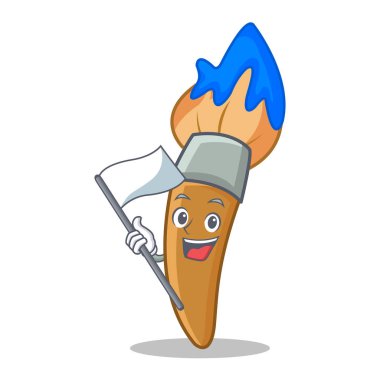 Bayrak boya fırça karakter karikatür ile