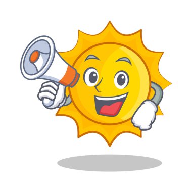 Megafon şirin güneş karakter karikatür ile