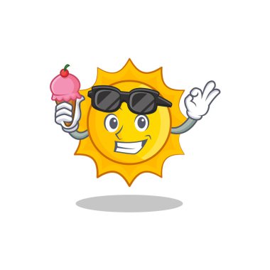 Dondurma şirin güneş karakter karikatür ile