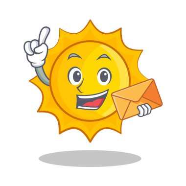 Zarf şirin güneş karakter karikatür ile