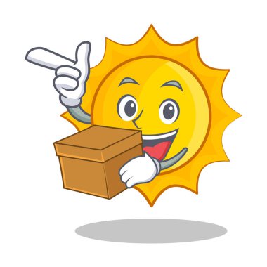 Kutusu şirin güneş karakter karikatür ile