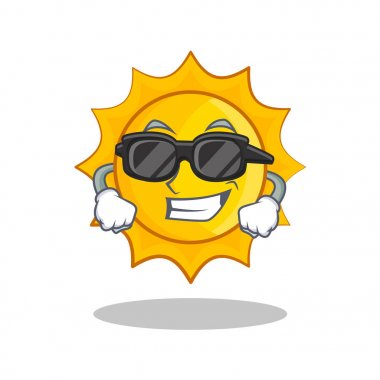 Super cool cute sun character cartoon clipart