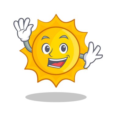 Şirin güneş karakter karikatür sallayarak