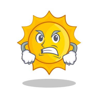 Öfkeli şirin güneş karakter karikatür