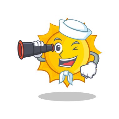 Denizci dürbün şirin güneş karakter karikatür ile