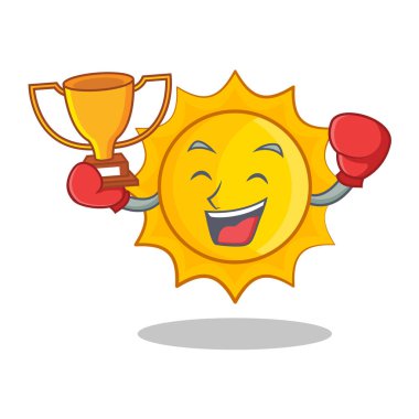 Boks şampiyonu şirin güneş karakter karikatür