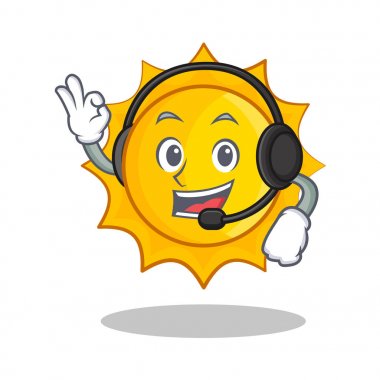 Kulaklık şirin güneş karakter karikatür ile