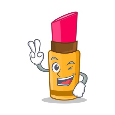 Ruj karakter karikatür tarzı iki parmak