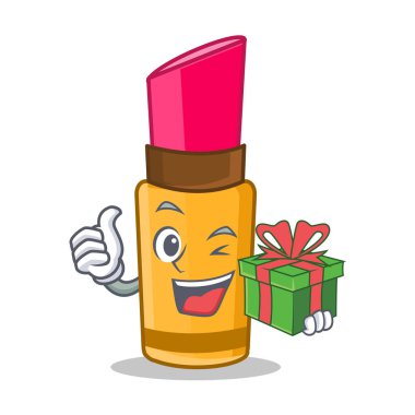 Hediye ruj karakter karikatür tarzı ile