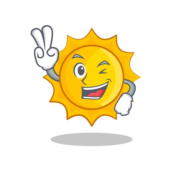 Twee vinger schattig zon teken cartoon — Stockvector