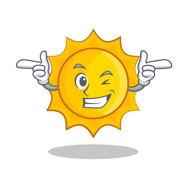 Mrknutí roztomilé slunce znakové karikatury — Stockový vektor