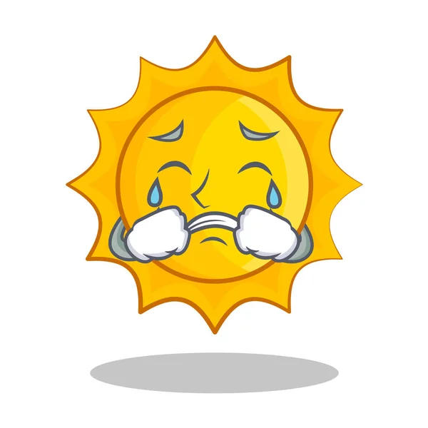 Weinen niedliche Sonne Charakter Cartoon — Stockvektor