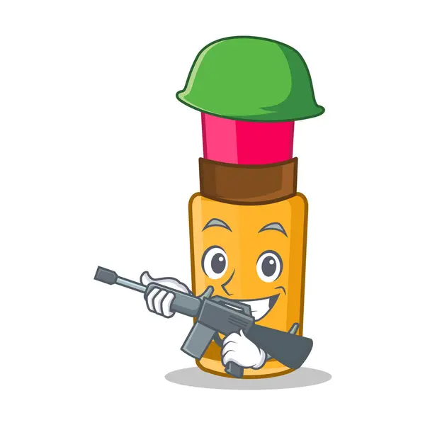 Ejército lápiz labial carácter estilo de dibujos animados — Vector de stock