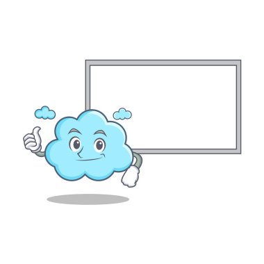 Başparmak yukarıya kurulu şirin bulut karakter karikatür ile