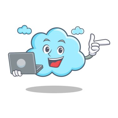 Dizüstü şirin bulut karakter karikatür ile