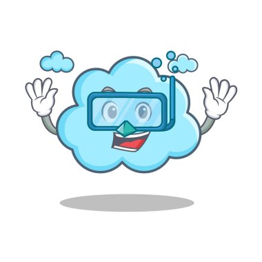 Şirin bulut karakter karikatür dalış