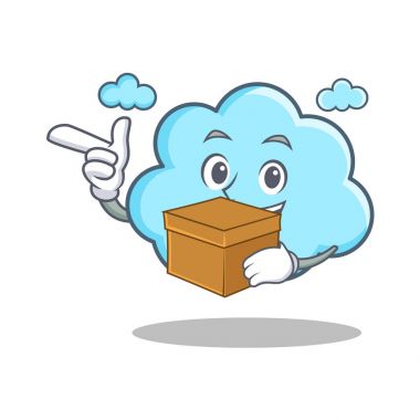 Kutusu şirin bulut karakter karikatür ile