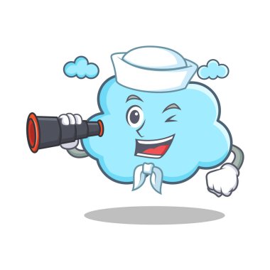 Denizci dürbün şirin bulut karakter karikatür ile