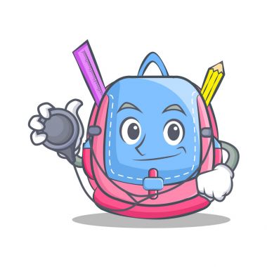 Doktor okul çantası karakter karikatür
