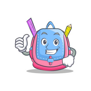 Okul çantası karakter karikatür Yaşasın