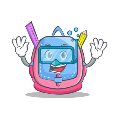 Dalış okul çantası karakter karikatür