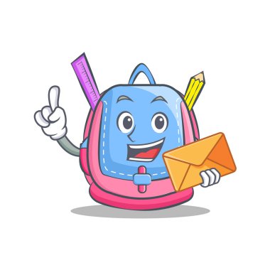 Zarf okul çantası karakter karikatür ile