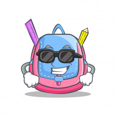 Süper cool okul çantası karakter karikatür