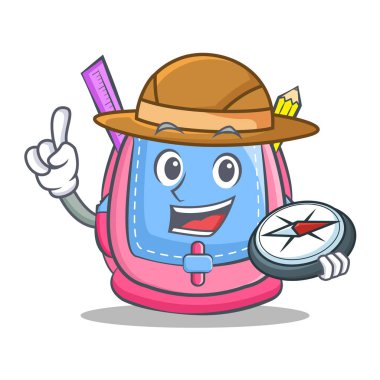 Explorer okul çantası karakter karikatür