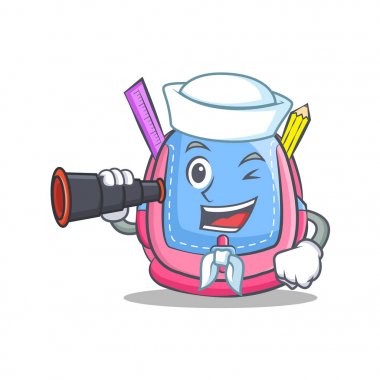 Denizci dürbün okul çantası karakter karikatür ile