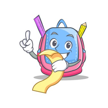 Menü okul çantası karakter karikatür ile