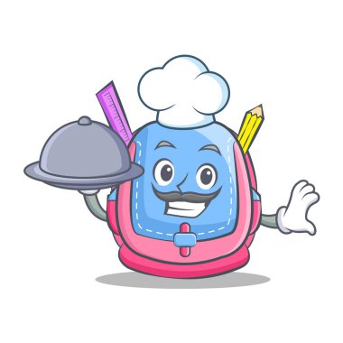 Şef gıda okul çantası karakter karikatür ile