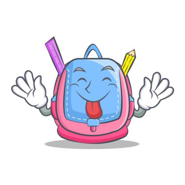 Tongue out school bag character cartoon