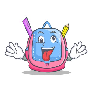 Çılgın okul çantası karakter karikatür