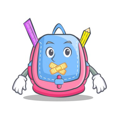 Sessiz okul çantası karakter karikatür